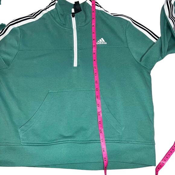 Adidas green 3/4 Zip Pullover cropped Sweatshirt  Women’s size small - Picture 5 of 7
